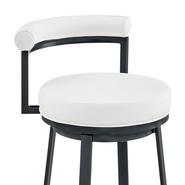 Armen Living Neura Swivel Counter or Bar Stool in Cloud Finish with White Faux Leather - 840254333536
