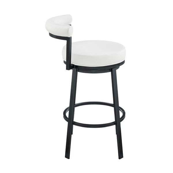 Armen Living Neura Swivel Counter or Bar Stool in Cloud Finish with White Faux Leather - 840254333536