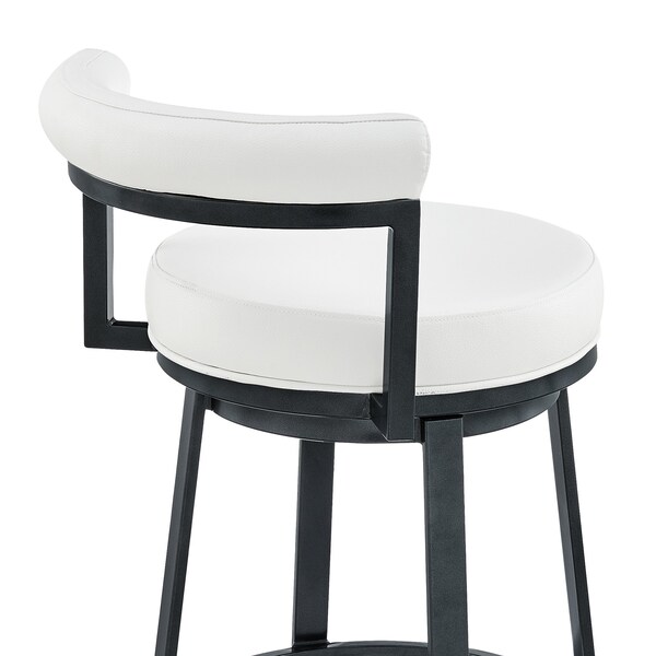 Armen Living Neura Swivel Counter or Bar Stool in Cloud Finish with White Faux Leather - 840254333536