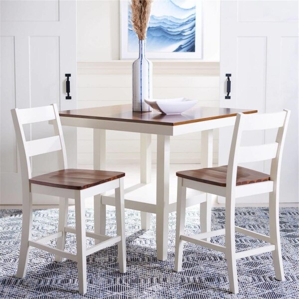 Safavieh Yuri White & Natural Counter Stool Set of 2 - BST9211A-SET2