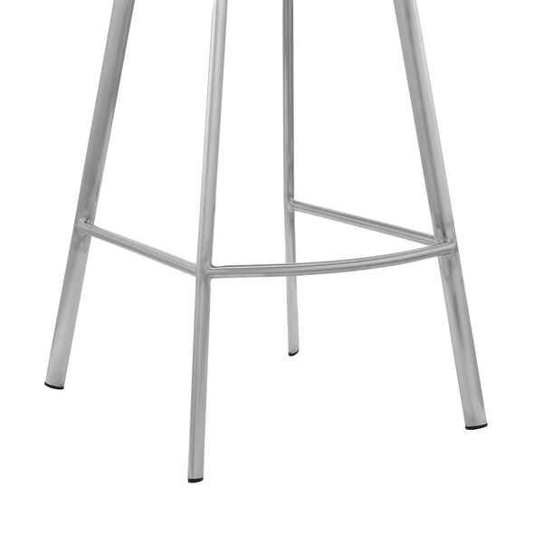 Armen Living Aura White Faux Leather and Brushed Stainless Steel Swivel 26" Counter Stool - LCAUBABSWH26