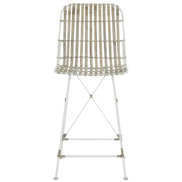 Safavieh 37.4 x 18.1 x 20.9 in. Minerva Wicker Counter Stool White & White - WIK6509C-SET2
