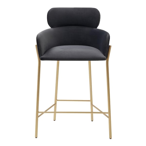 Safavieh Charlize Velvet Counter Stool Dark Grey & Gold - SFV4756B