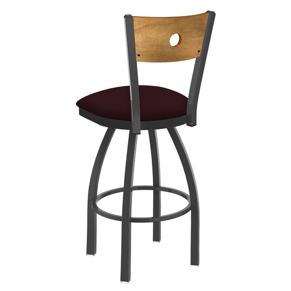 Holland Bar Stool Co 25" Swivel Counter Stool, Pewter Finish, Med Back, Canter Bordeaux Seat - 83025PWMEDMPLB005