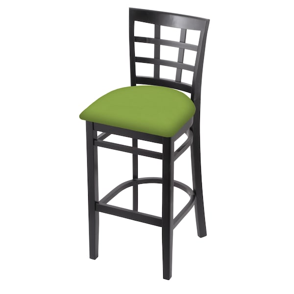 Holland Bar Stool Co 25" Counter Stool, Black Finish, Canter Kiwi Green Seat - 313025BLK009