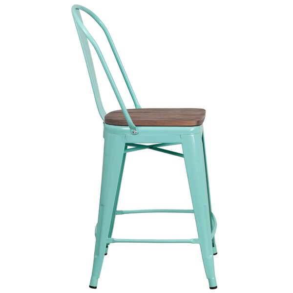 Flash Furniture Mint Metal Counter Stool, 24" - 4-ET-3534-24-MINT-WD-GG