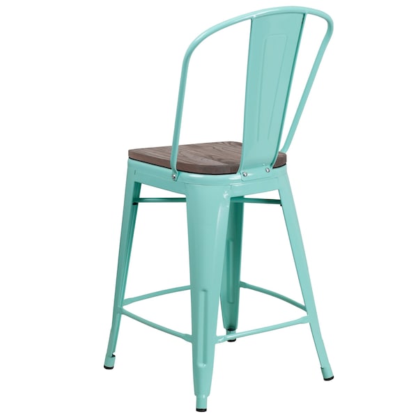 Flash Furniture Mint Metal Counter Stool, 24" - 4-ET-3534-24-MINT-WD-GG