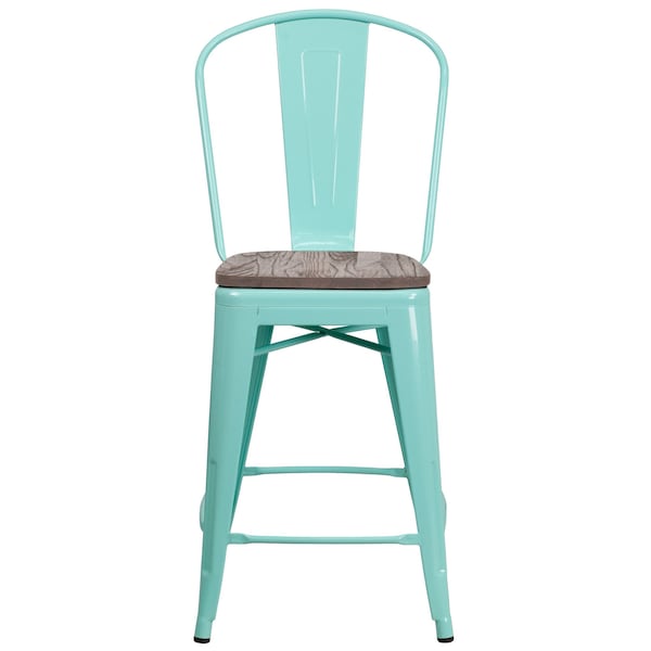 Flash Furniture Mint Metal Counter Stool, 24" - 4-ET-3534-24-MINT-WD-GG