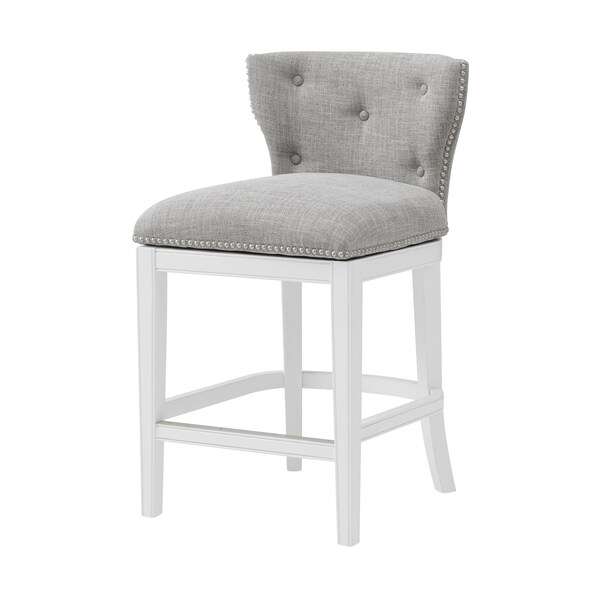 Alaterre Furniture Miranda Swivel Counter Height Bar Stool, White, 2PK - ANMR01FDCR2