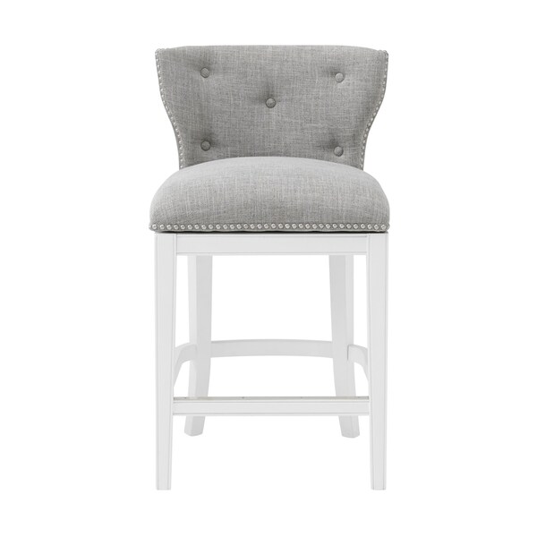 Alaterre Furniture Miranda Swivel Counter Height Bar Stool, White, 2PK - ANMR01FDCR2