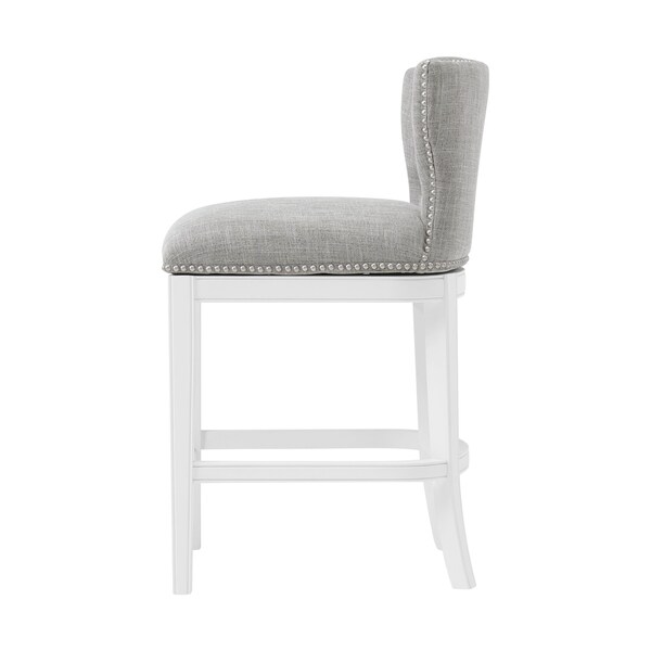 Alaterre Furniture Miranda Swivel Counter Height Bar Stool, White, 2PK - ANMR01FDCR2