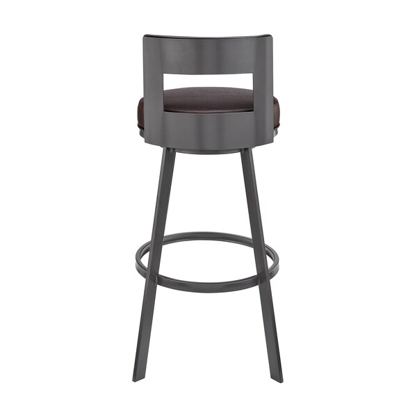 Armen Living Flynn 26in Swivel Counter Stool in Brown Metal with Brown Faux Leather - LCFLBAJVCHO26