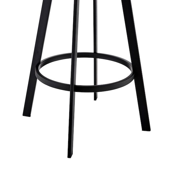 Armen Living Nikole 26" Counter Height Swivel Bar Stool in Matt Black Finish with Gray Faux Leather - LCNKBABLBLGR26