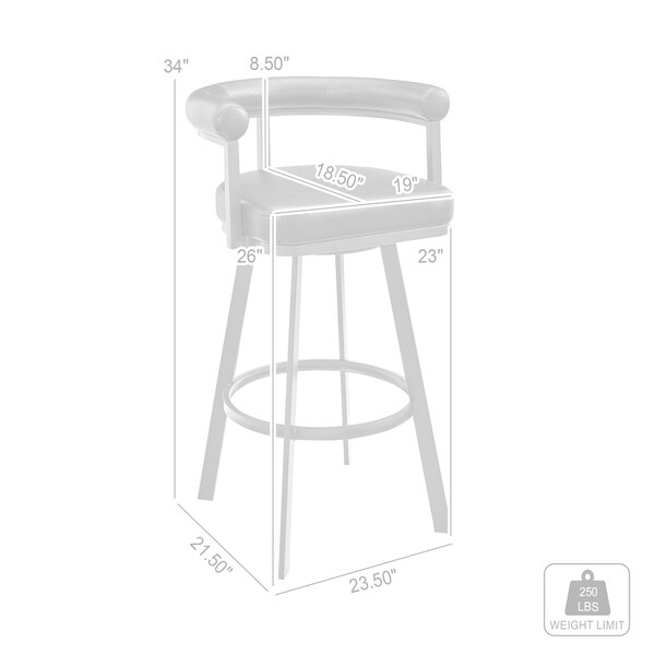 Armen Living Magnolia 26in Swivel Counter Stool in Brushed Stainless Steel with Black Faux Leather - LCMGBABSBLK26