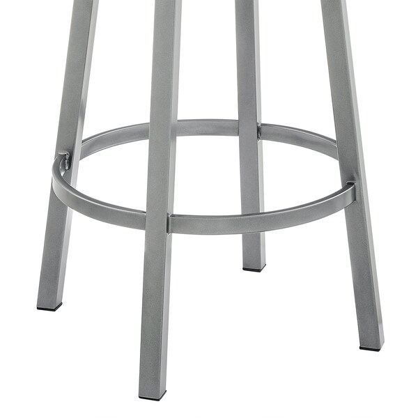 Armen Living Dalza Swivel Counter Stool in Cloud Finish with White Faux Leather - 840254333567