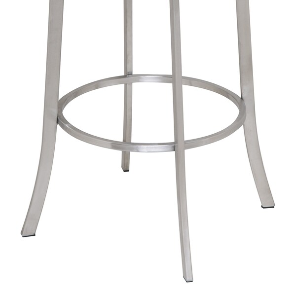 Armen Living Viper 26" Counter Height Swivel Gray Faux Leather and Brushed Stainless Steel Bar Stool - LCVI26BAGR