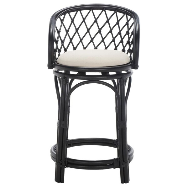 Safavieh 20.5 x 21.3 x 35 in. Yuta Rttn Counter Stool with Cush Black & White - BST6504B