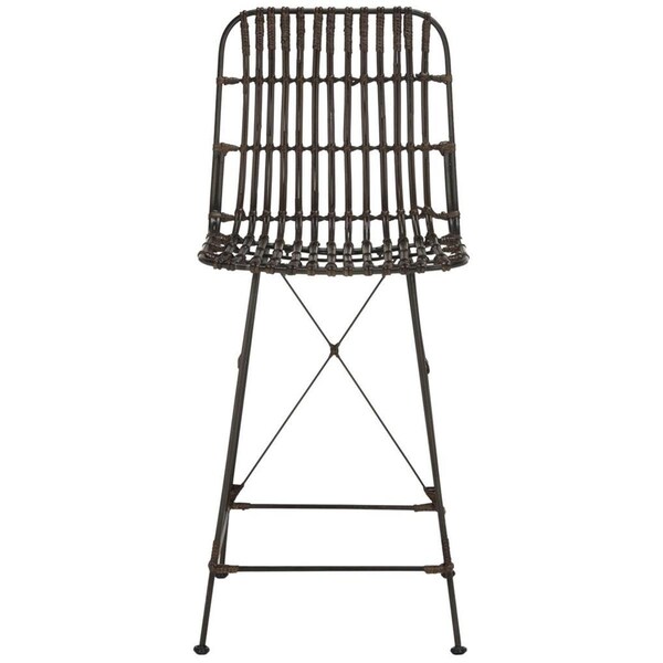 Safavieh 37.4 x 18.1 x 20.9 in. Minerva Wicker Counter Stool Brown & Black - WIK6509A-SET2