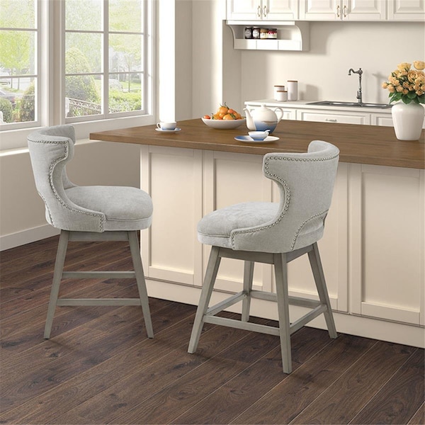 Madison Park Light Grey Emmett Swivel Counterstool - MP104-0943