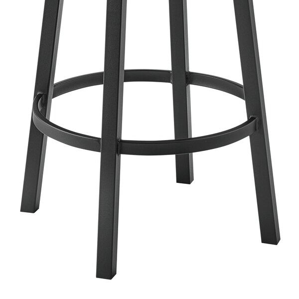 Armen Living Dalza Swivel Bar Stool in Black Finish with Gray Faux Leather - 840254333550