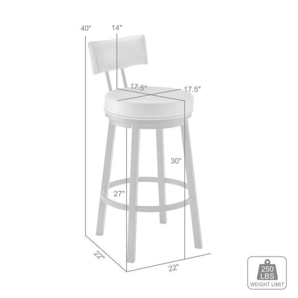 Armen Living Dalza Swivel Bar Stool in Black Finish with Gray Faux Leather - 840254333550