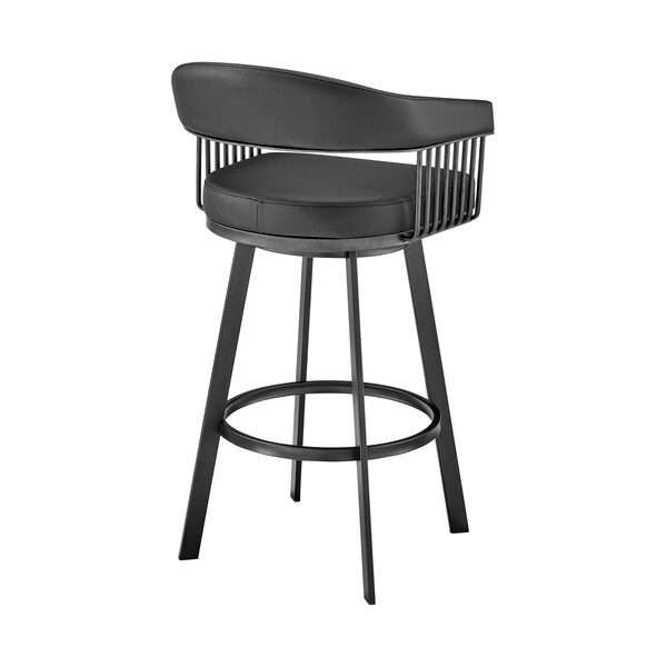Armen Living Chelsea 25" Swivel Counter Stool with Matte Black Finish and Black Faux Leather - LCCSBABLBL26