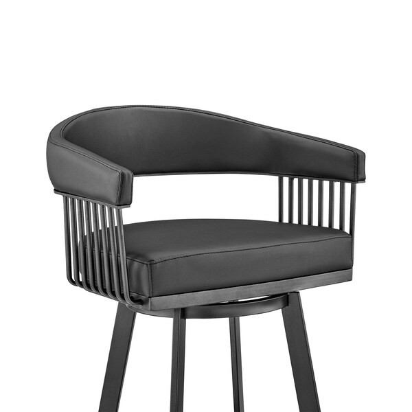 Armen Living Chelsea 25" Swivel Counter Stool with Matte Black Finish and Black Faux Leather - LCCSBABLBL26