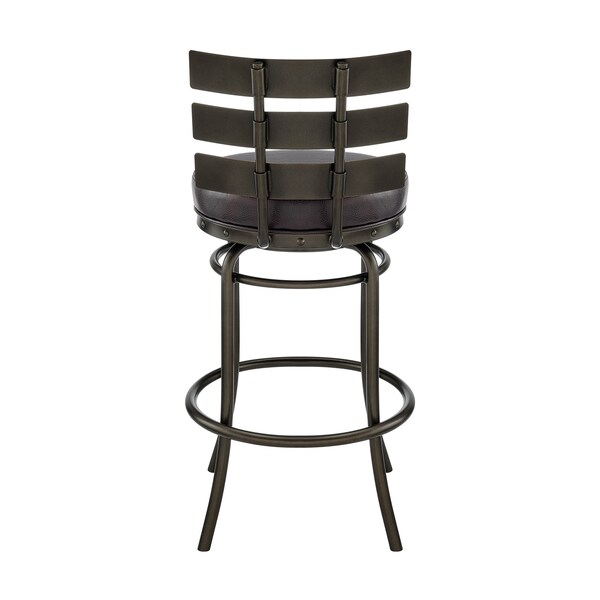 Armen Living Natya Swivel Counter or Bar Stool in Mocha Finish with Brown Faux Leather - 840254333659