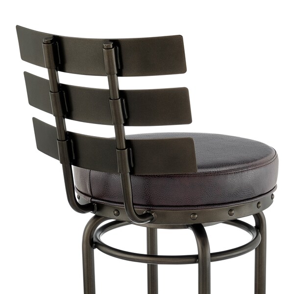 Armen Living Natya Swivel Counter or Bar Stool in Mocha Finish with Brown Faux Leather - 840254333659