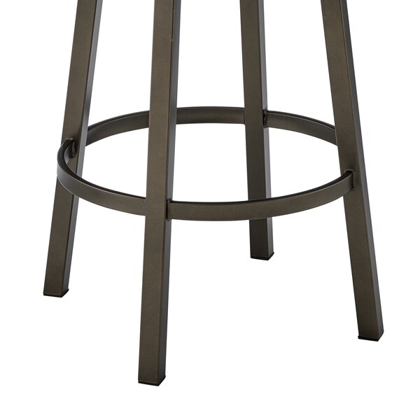 Armen Living Dalza Swivel Bar Stool in Mocha Finish with Brown Faux Leather - 840254333598