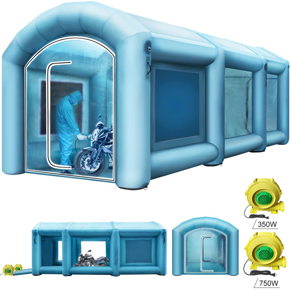 VEVOR Inflatable Paint Booth, 20x10x 8 ft Spray Paint Booth, High Powerful 750W+350W Blowers Inflatable Spray Booth with Air Filter System Portable Car Paint Booth for Car Parking Tent Workstation - CQZP6MPQZPWGYSM01V1