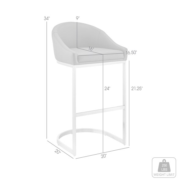 Armen Living Atherik Counter Stool in Black Metal with Black Faux Leather - 840254335882