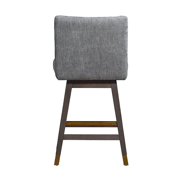 Armen Living Basila Swivel Counter Stool in Gray Oak Wood Finish with Gray Fabric - 840254332232