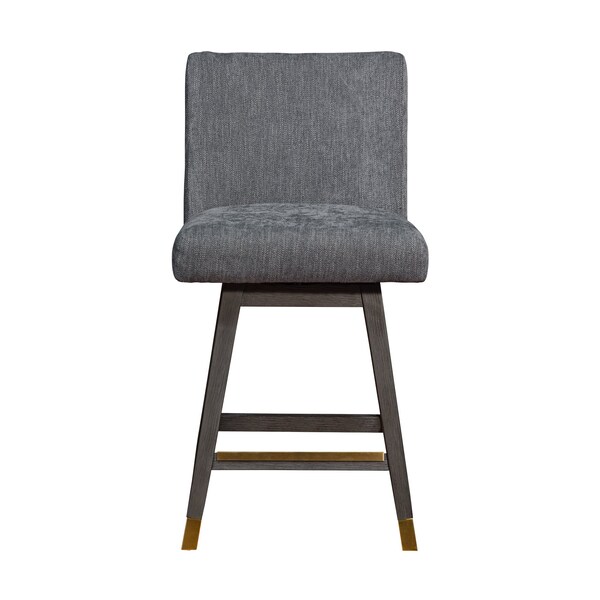 Armen Living Basila Swivel Counter Stool in Gray Oak Wood Finish with Gray Fabric - 840254332232