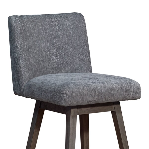 Armen Living Basila Swivel Counter Stool in Gray Oak Wood Finish with Gray Fabric - 840254332232