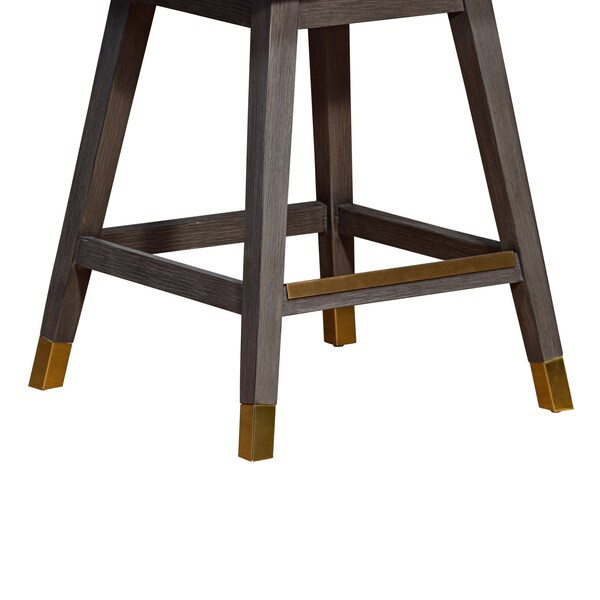 Armen Living Basila Swivel Counter Stool in Gray Oak Wood Finish with Gray Fabric - 840254332232