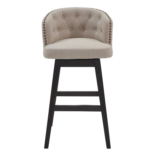 Armen Living Celine 26" Counter Height Swivel Tan Fabric and Espresso Wood Bar Stool - LCCIBAESTN26