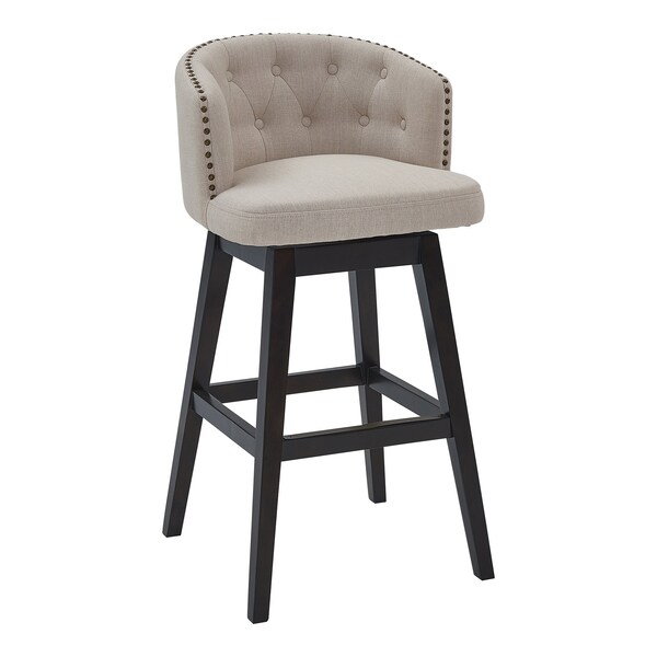 Armen Living Celine 26" Counter Height Swivel Tan Fabric and Espresso Wood Bar Stool - LCCIBAESTN26