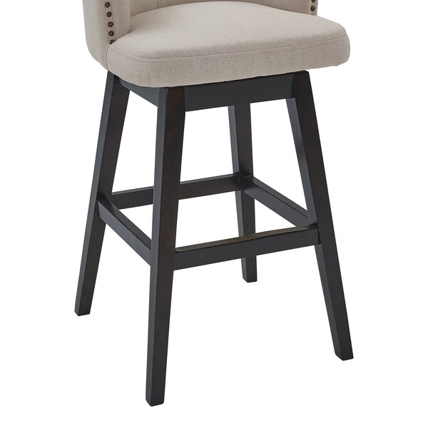 Armen Living Celine 26" Counter Height Swivel Tan Fabric and Espresso Wood Bar Stool - LCCIBAESTN26