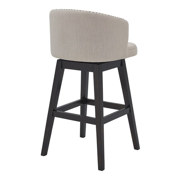 Armen Living Celine 26" Counter Height Swivel Tan Fabric and Espresso Wood Bar Stool - LCCIBAESTN26