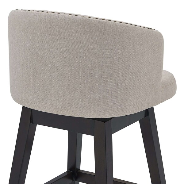 Armen Living Celine 26" Counter Height Swivel Tan Fabric and Espresso Wood Bar Stool - LCCIBAESTN26