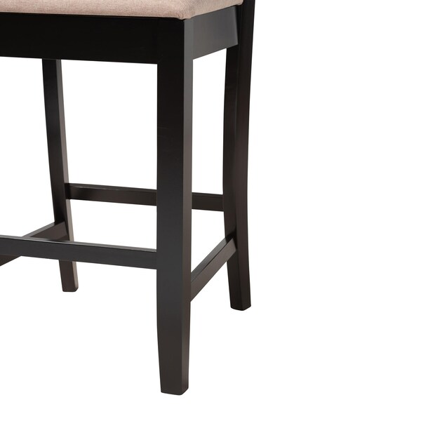 Baxton Studio Deanna Modern Beige Fabric and Dark Brown Finished Wood 2-Piece Counter Stool Set, PR - 232-2PC-13203-ZORO