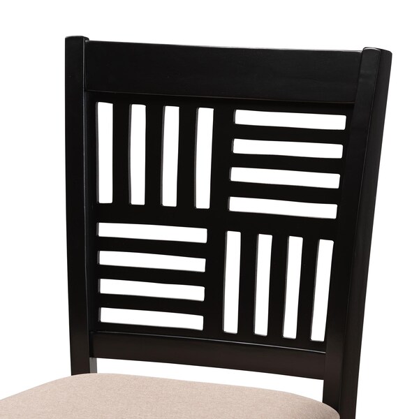 Baxton Studio Deanna Modern Beige Fabric and Dark Brown Finished Wood 2-Piece Counter Stool Set, PR - 232-2PC-13203-ZORO