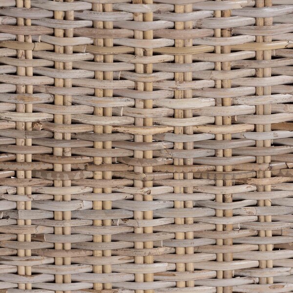 Bali & Pari Toby Modern Bohemian Grey Kubu Rattan and Rustic Taupe Finished Mahogany Wood Counter Stool - 245-13715-ZORO