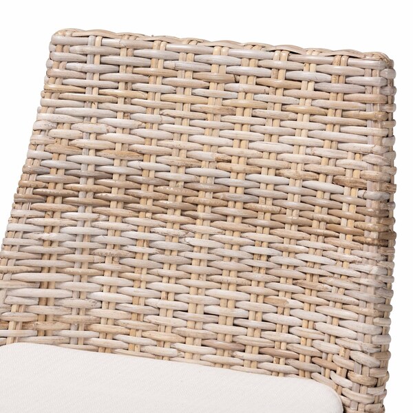 Bali & Pari Toby Modern Bohemian Grey Kubu Rattan and Rustic Taupe Finished Mahogany Wood Counter Stool - 245-13715-ZORO