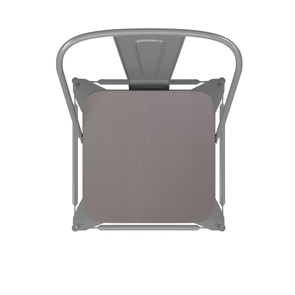 Flash Furniture 24" Silver Metal Counter Stool-Gray Poly Seat - CH-31320-24GB-SIL-PL2G-GG