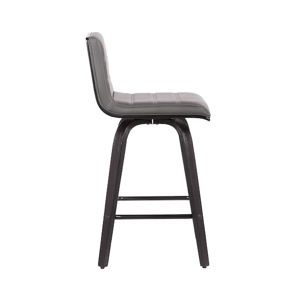 Armen Living Vienna 26" Swivel Counter Stool in Black Wood Finish with Gray Faux Leather - LCVIBAGRBL26