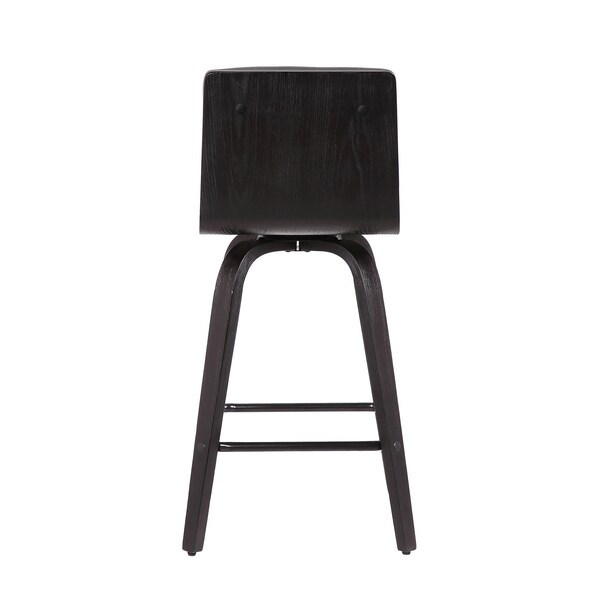 Armen Living Vienna 26" Swivel Counter Stool in Black Wood Finish with Gray Faux Leather - LCVIBAGRBL26