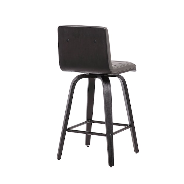 Armen Living Vienna 26" Swivel Counter Stool in Black Wood Finish with Gray Faux Leather - LCVIBAGRBL26