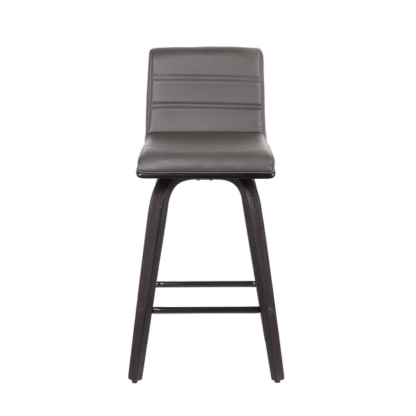 Armen Living Vienna 26" Swivel Counter Stool in Black Wood Finish with Gray Faux Leather - LCVIBAGRBL26